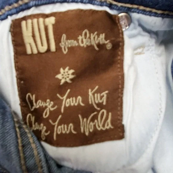 Kut from the Kloth Distressed Medium Blue Bootcut Jeans - Picture 7 of 7